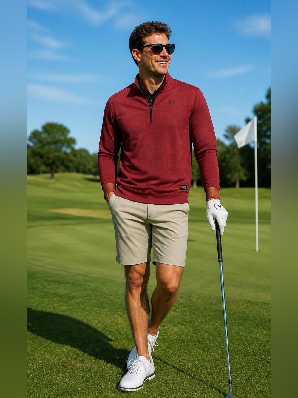 Nike Men's Maroon Quarter-Zip Shirt Jacket